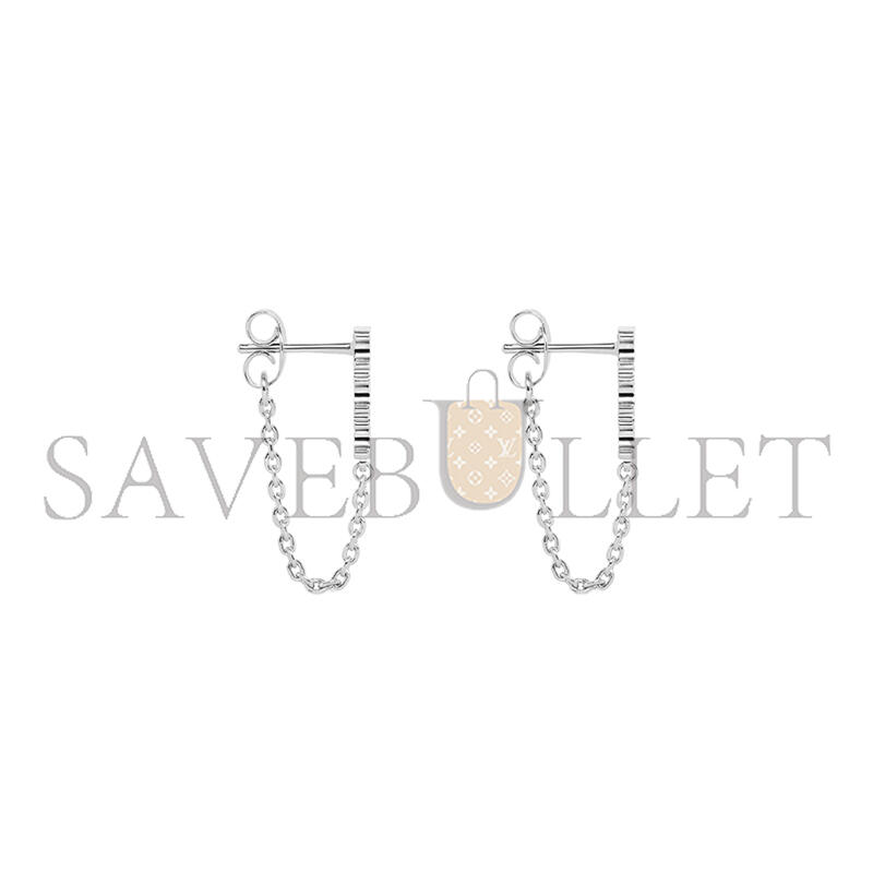 Ce1i*e TRIOMPHE CHAIN EARRINGS IN BRASS WITH RHODIUM FINISH SILVER 460RC6BRA-36SI